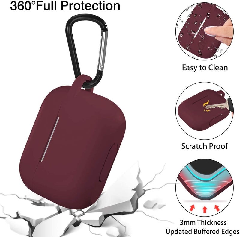 Lerobo Compatible with AirPods Pro Case Cover,Full Protective Shockproof Washable Silicone Case for Airpods Pro 2 Supports Wireless Charging with Carabiner Front LED Visible,Burgundy - Image 4